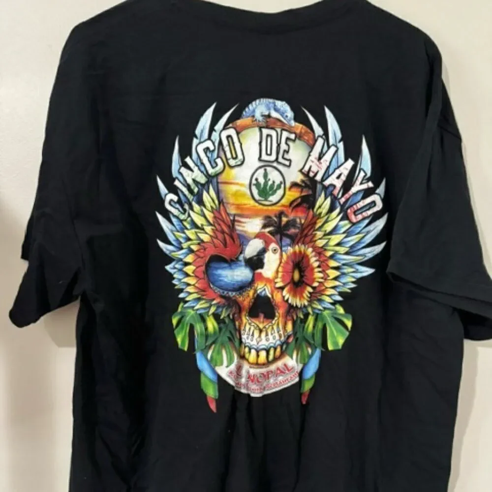 USED Men's Gildan Short Sleeve Shirt Color Black Size XL El Nopel Cinco De Mayo